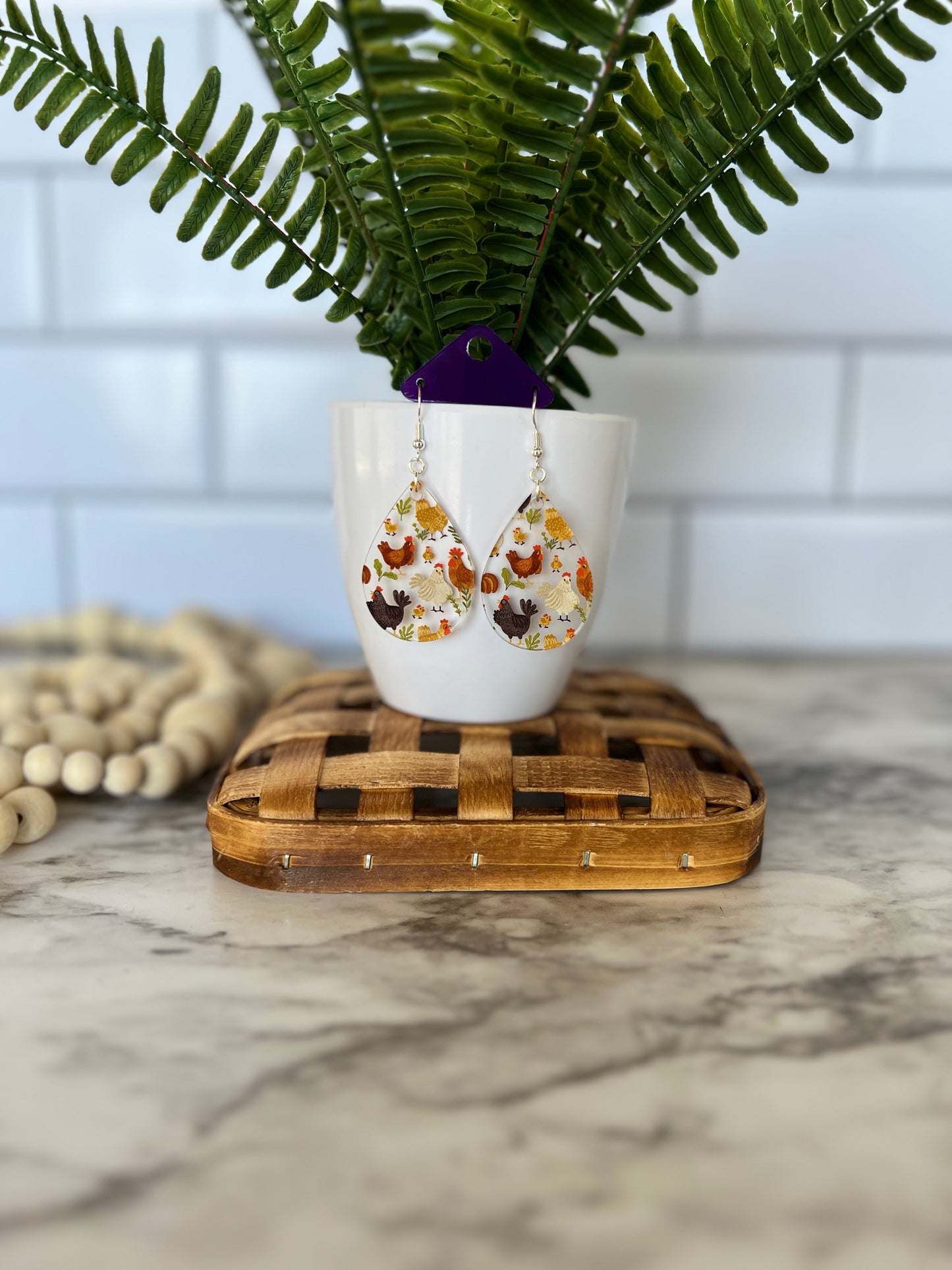 Chicken Teardrop Acrylic Earrings