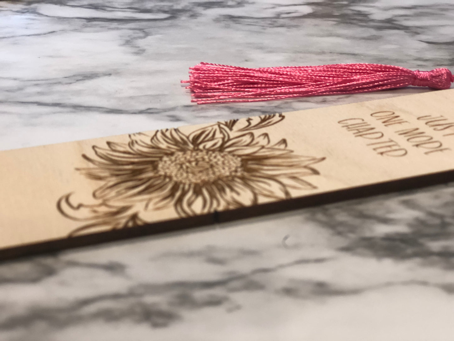 Just One More Chapter Sunflower Engraved Wooden Bookmark