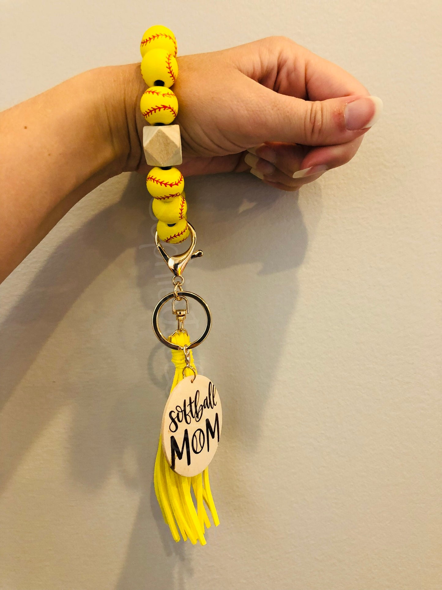 Softball Wristlet with Softball Mom Disc
