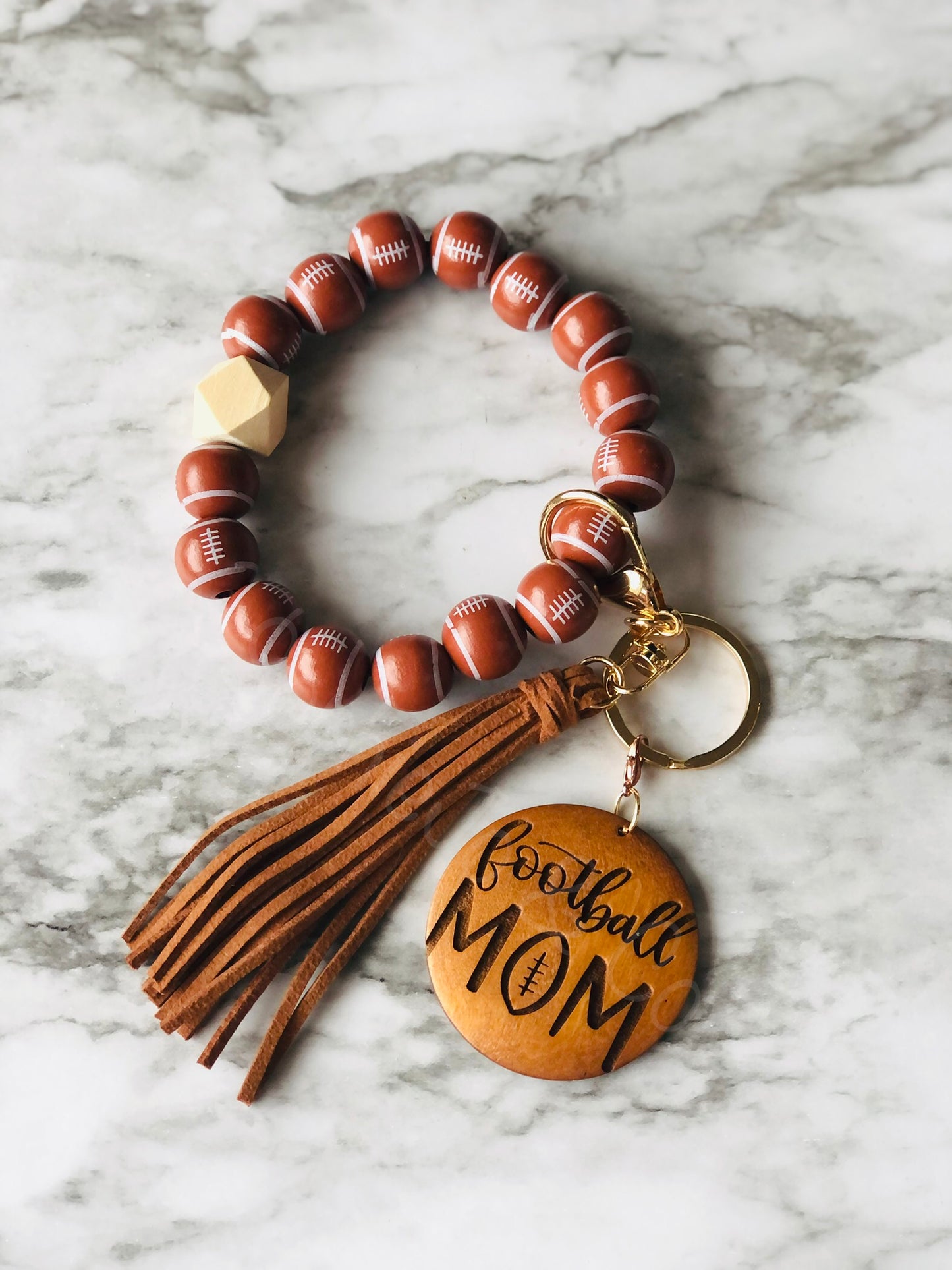Football Wristlet with Football Mom Disc