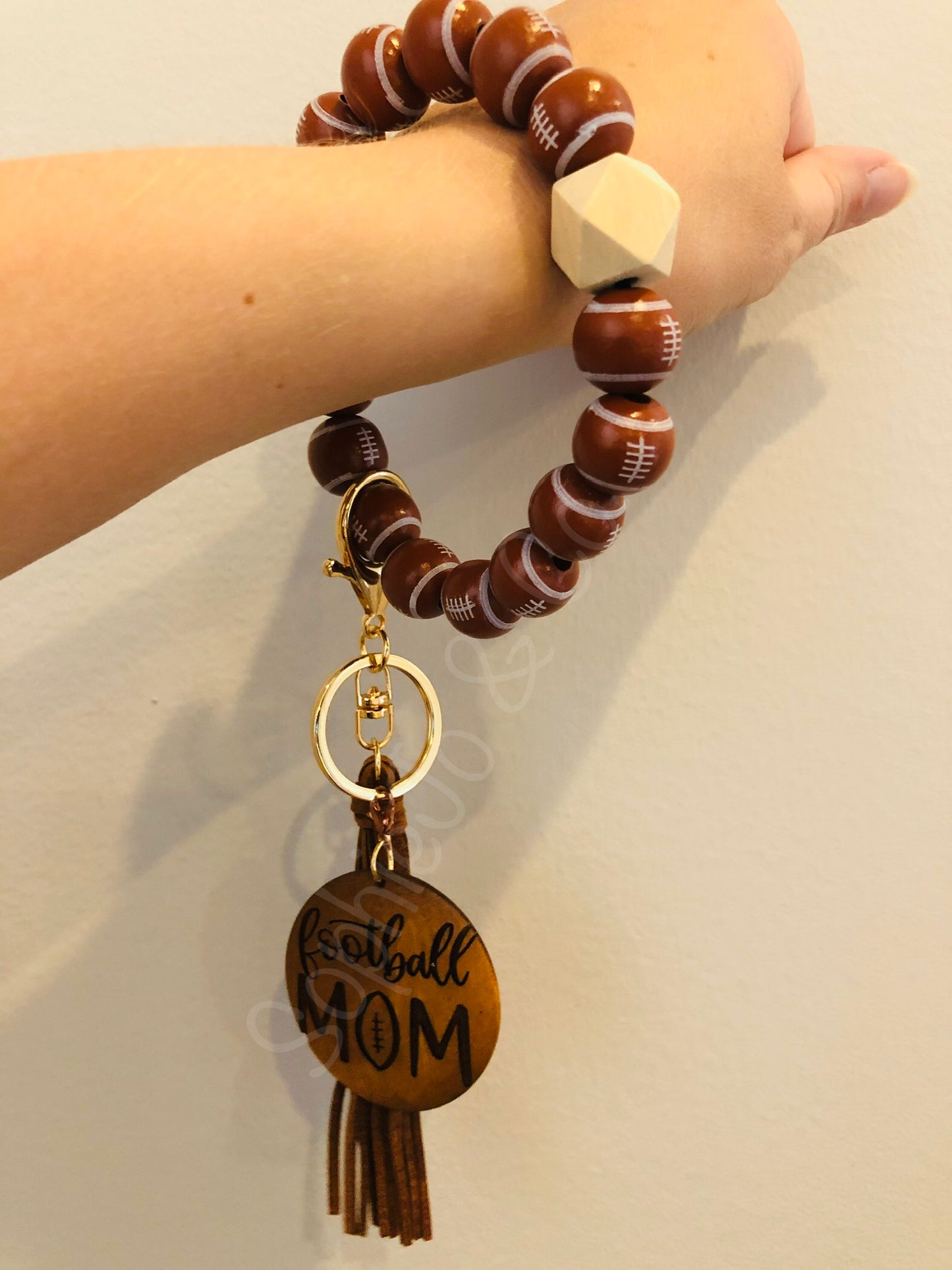 Football Wristlet with Football Mom Disc