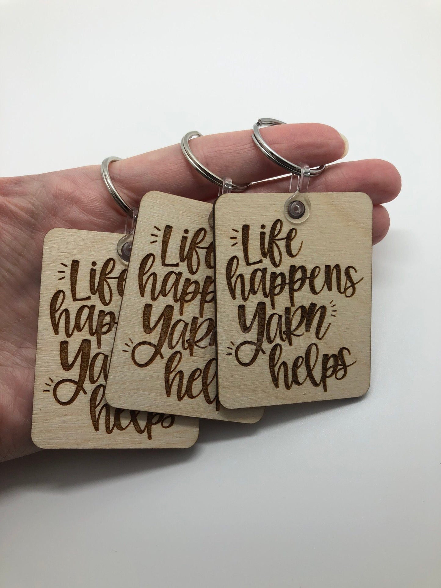 Life Happens Yarn Helps Keychain