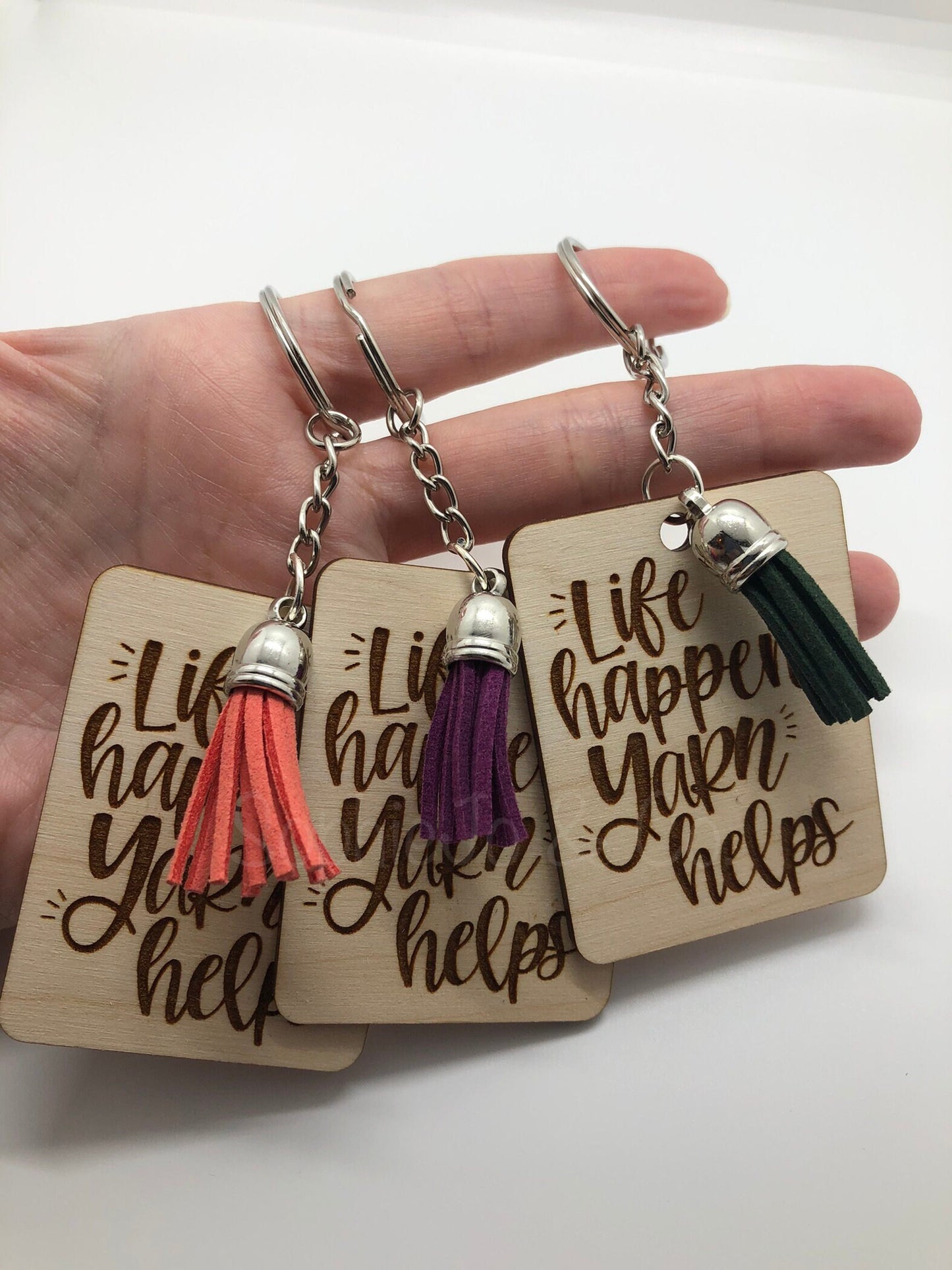 Life Happens Yarn Helps Keychain