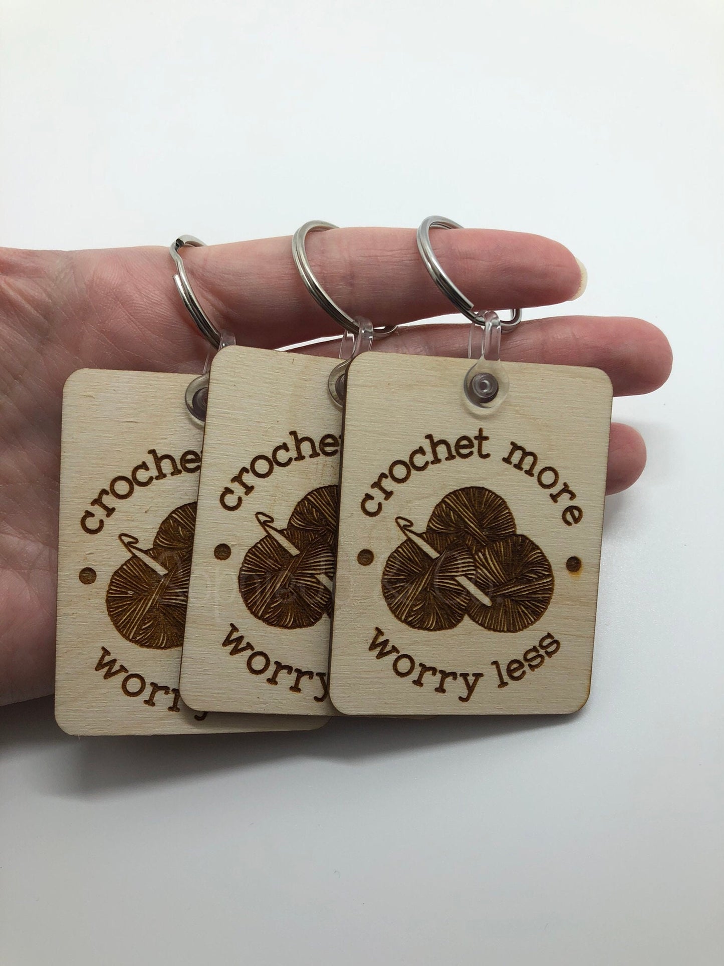 Crochet More Worry Less Keychain