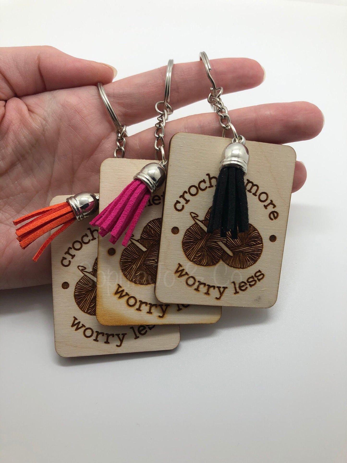 Crochet More Worry Less Keychain