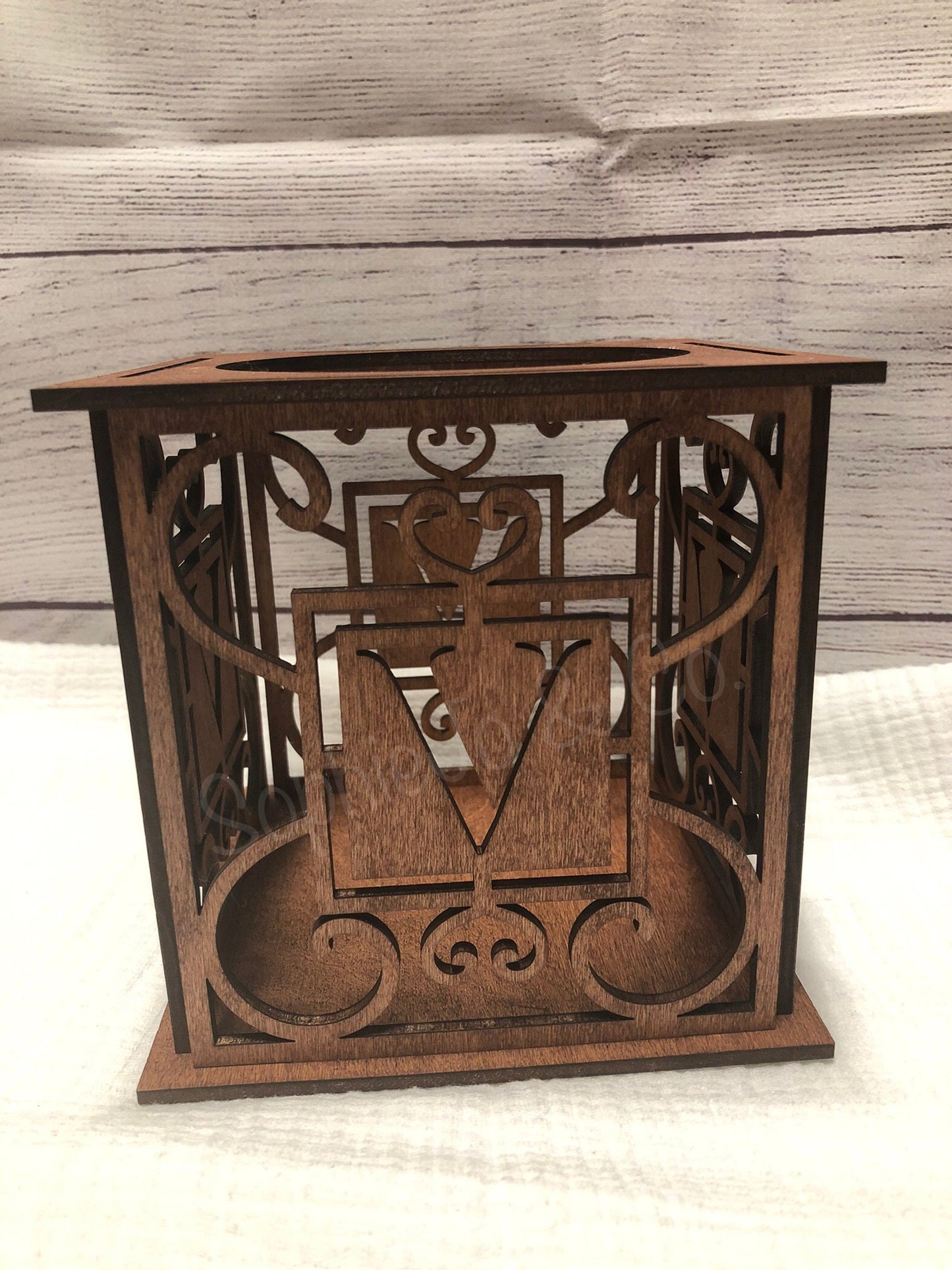 Monogram Letter Initial Wood Lantern