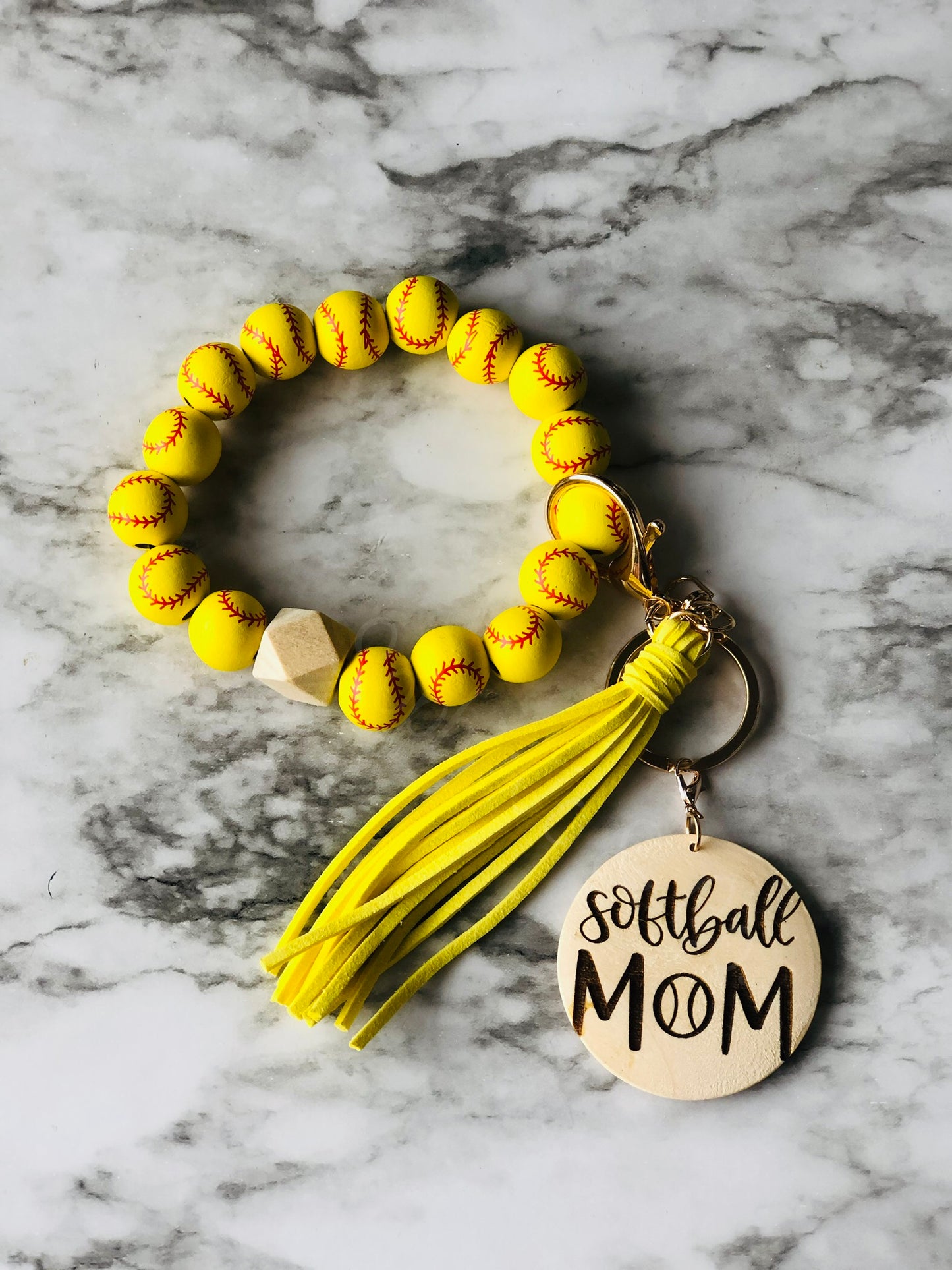 Softball Wristlet with Softball Mom Disc