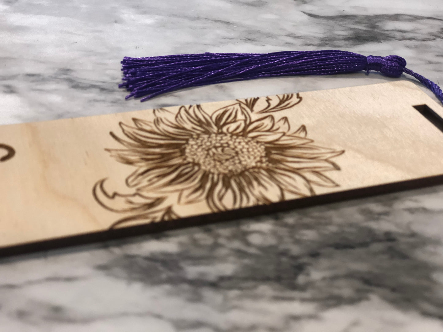 GROW Sunflower Engraved Wooden Bookmark