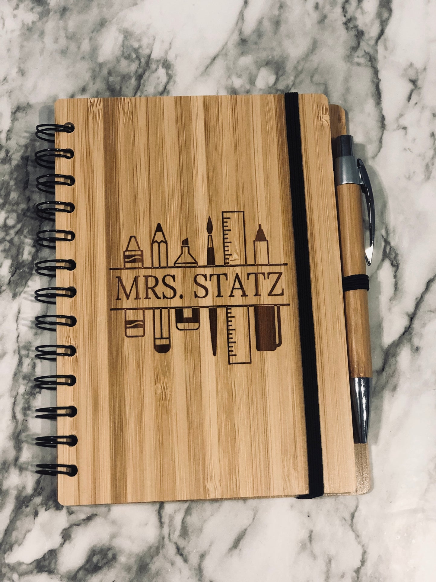 Personalized Teacher Bamboo Notebook with Pen