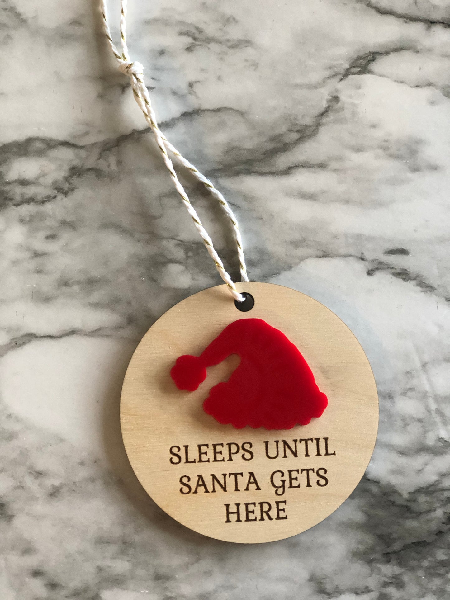 Santa Countdown Ornament, Sleeps Until Santa Gets Here Ornament