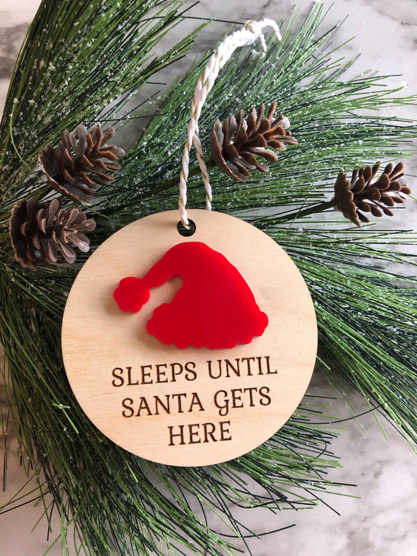 Santa Countdown Ornament, Sleeps Until Santa Gets Here Ornament