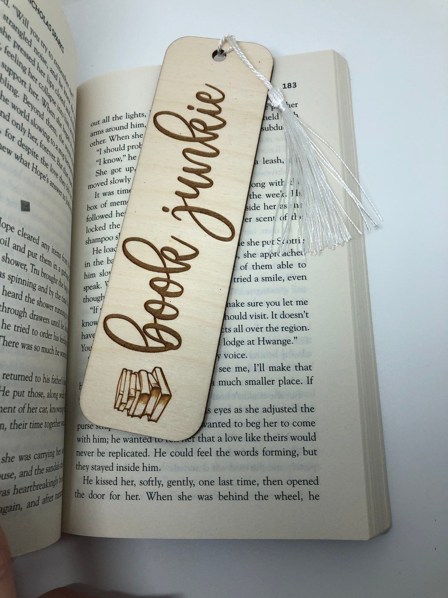Book Junkie Engraved Wooden Bookmark