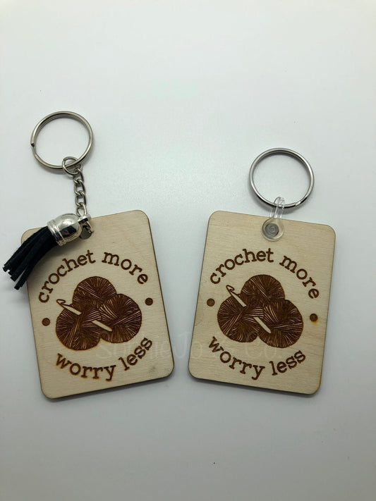 Crochet More Worry Less Keychain
